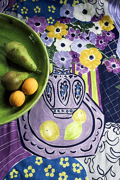 fruit textiel peer paars