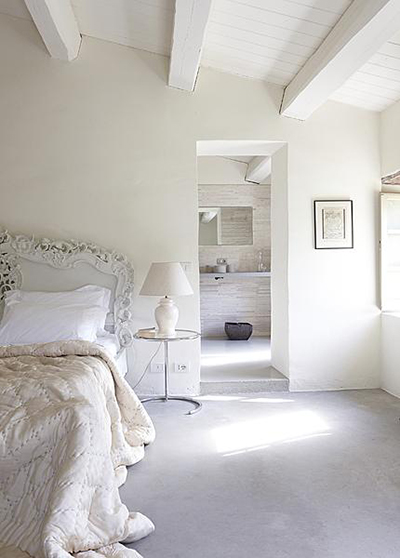 slaapkamer wit brocante bed hoofeind