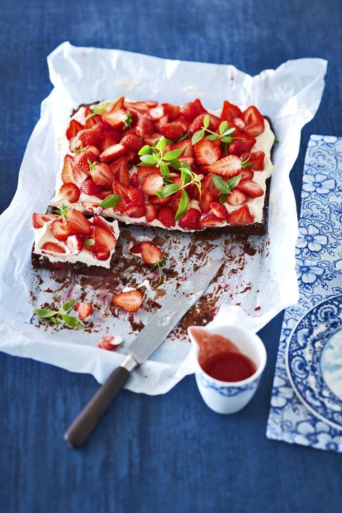 Erdbeer-Brownie-Kuchen, Strawberry Brownie Cake
